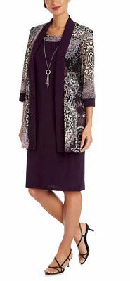 Vestido formal para mujer talla 10 P R&M RICHARDS púrpura cambio 2 piezas chaqueta y vestido nuevo con etiquetas Foto 1 de 4