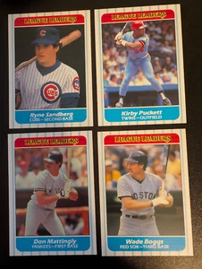 1986 Fleer League Leaders - 4 Card Lot (Puckett, Sandberg, Boggs, and Mattingly) - Picture 1 of 6
