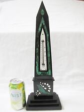 Antique French Art Deco 1920s  Marble and Malachite Thermometer.