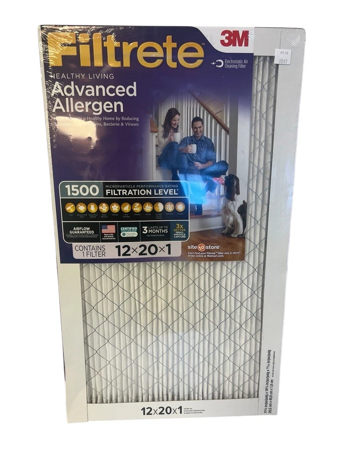 3M Filtrete 1500 12x20x1, Advanced Allergen, Healthy Living Brand New Sealed - Image 1 of 1