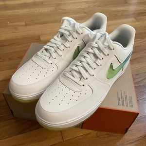 Nike Air Force 1 '07 PRM 2 White Volt-Hyper Jade Shoes Mens Size 14 AT4143 100 - Picture 1 of 6