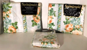 Vtg. Springmaid Wondercale Challis Rose Twin Flat/ Fitted/ King Cases Set of 4 - Picture 1 of 4