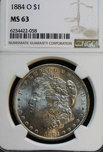 1884-O MORGAN Silver Dollar NGC MS63 VAM 37A2 LARGE Die break U (Lot#20-13) - Bild 1 von 2