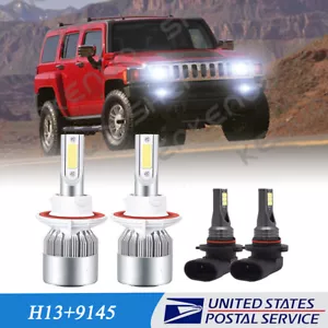 For Hummer H3 2006-2010 LED Headlight Hi/Lo + Fog Light 4 Bulbs Combo Kit - Foto 1 di 12