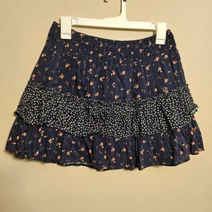 Falda Floral American Eagle Azul Marino Grande Boho en Niveles - Imagen 1 de 5