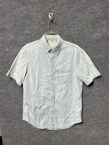 Men's Club Monaco Sz Small Slim Fit 100% Cotton S/S Denim Button Down Shirt Blue - Picture 1 of 9