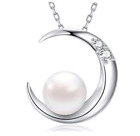 Perfect  GIFT  for  women Moon Pearl White Freshwater 925 Sterling Silver 