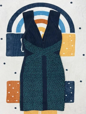 Herve Leger повязка обтяжку платье размер S маленький зеленый эластичный без рукавов молнии - Изображение 1 из 4