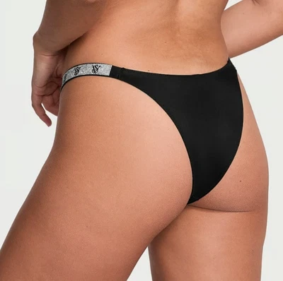 NEW 40$ Victoria's Secret black shine strap Brazilian panty - Image 1 of 3