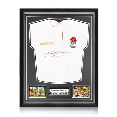 Camiseta de rugby de Inglaterra firmada por Jason Robinson. Marco superior Foto 1 de 4