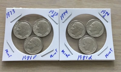 1973pd, 1974pd, 1981pd Roosevelt Dimes, L34P5,6 uncirculated From US Mint sets - Image 1 of 4