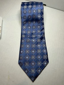 CANALI X Long Blue Silver Gold Geometric Silk Tie Made In Italy 61.25”x3.25” EUC - Picture 1 of 5