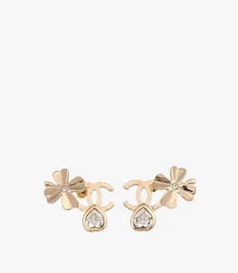 Pendientes Chanel Cristal Tono Oro Trébol Cuatro Hojas CC - Imagen 1 de 6