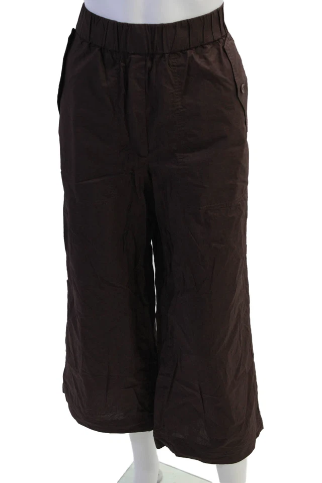 Pantalón Tibi Mujer Tibo Tiro Alto Cordón Pierna Ancha Marrón Talla Pequeña Foto 1 de 4