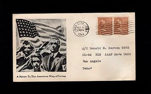 WWII Patriotic Civilians Salute Black Iowa City 1.5c Prexy Prexie Cover 2o - Picture 1 of 2
