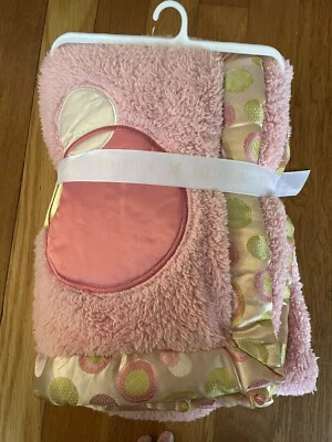 Manta de bebé rosa Bananafish círculos de lana borde satinado 30x40 puntos verde Foto 1 de 2