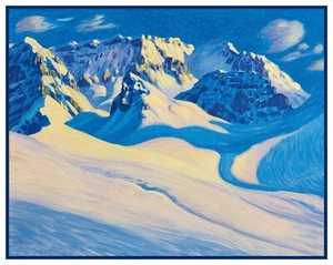 Winter near Adelboden Landscape by Waldemar Fink Counted Cross Stitch Pattern - Picture 1 of 4