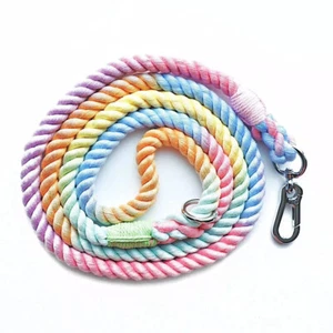 Pastel Rainbow Cotton Rope Dog Leash 5 feet / Cotton Rope Leash / Rope Dog Lead - Picture 1 of 3