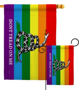 Gadsden Rainbow Garden Flag Support Pride Decorative Gift Yard House Banner - Picture 1 of 19