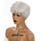Fashion wig Women short Silver White Straight Cosplay Anime Carnival Wig