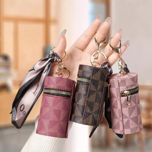 1PCS Leather Keychain Pouch Mini Zipper Coin Purse Key Holder Case Bag for Women - Picture 1 of 13
