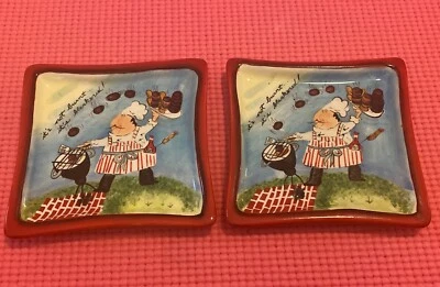 Mud Pie Set Of 2 Small Square Snack Plates “It's Not Burnt It's Blackened” - Image 1 of 3