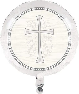 Divinity Silver Cross Religious Theme Party Decoration 18" Foil Mylar Balloon - Picture 1 of 1
