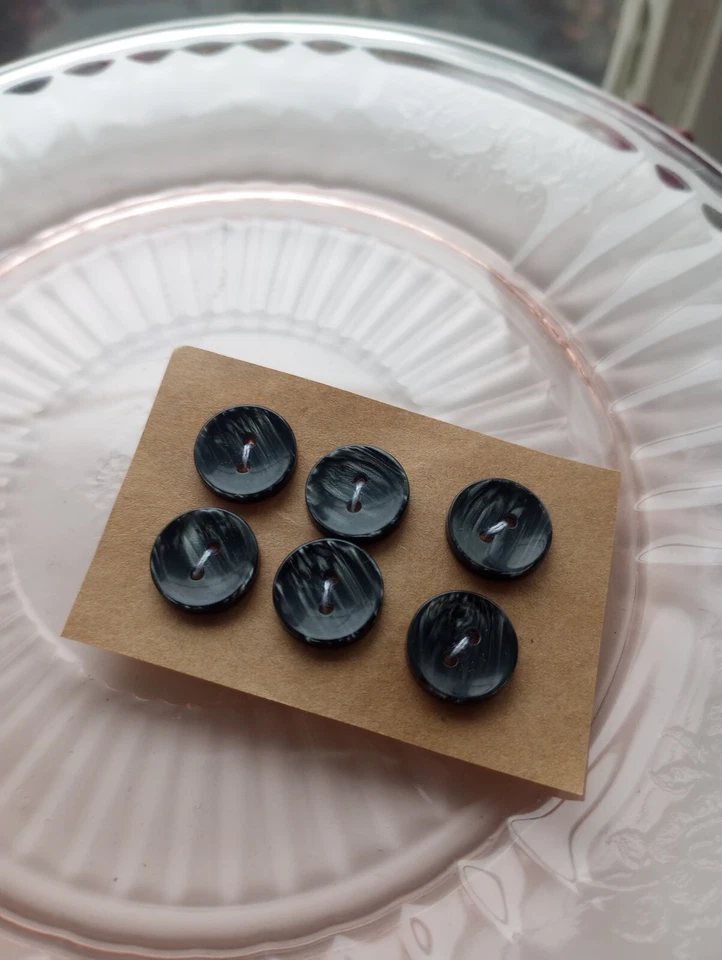 Lote de 6 Botones Plástico Rayas Negras y Plateadas 1,25 Cm Foto 1 de 1