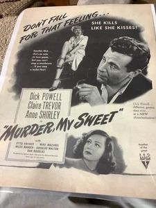 Antique 1944 Ad for the Movie “Murder, My Sweet" Starring Dick Powell - Picture 1 of 5
