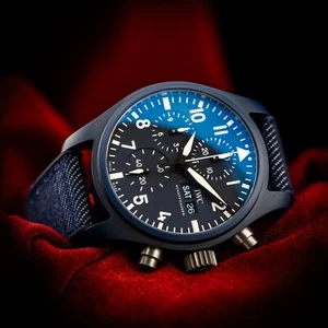 Reloj de Aviador IWC Cronógrafo Top Gun Azul Oceana IW389404 Juego Completo - Imagen 1 de 23
