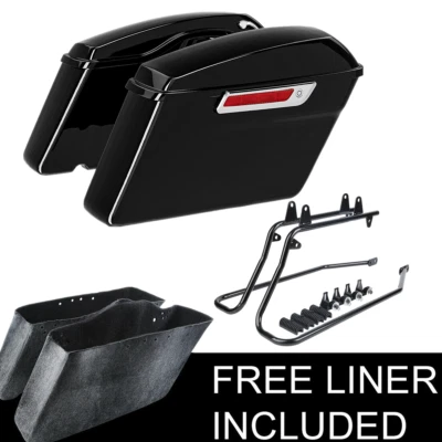 Hard Saddlebags Saddle Bags W/ Conversion Brackets Fit For Harley Softail FLST - Image 1 of 4