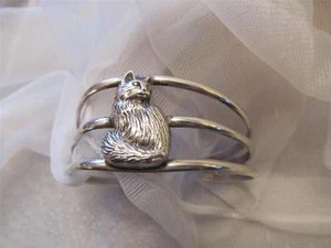 Brazalete de Plata Esterlina Carol Felley Gato Gato De Colección - Imagen 1 de 10