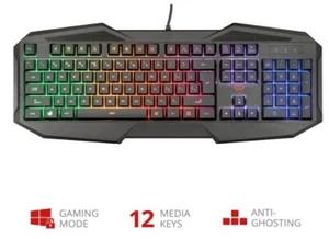 Trust Gaming GXT 830-RW Gaming Keyboard LED Illuminated, UK Layout Laptop PC - Picture 1 of 6