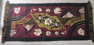 19C. ANTIQUE WOOLEN COTTON RUG HANDMADE EMBROIDERED - Picture 1 of 12