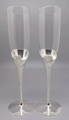 Lenox American Wedding •Plato de plata•AMOR VERDADERO•Par de flautas de champán #812613•NUEVO EN CAJA Foto 1 de 3