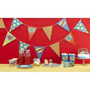Ginger Ray Pop Art Superhero Party Paper Hanging Banner, 14 Flags