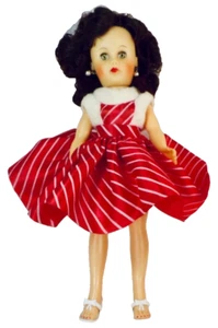 Arranbee Miss Coty Girl Doll Brunette Fashion 10.5in Red White Dress Earrings - Picture 1 of 14