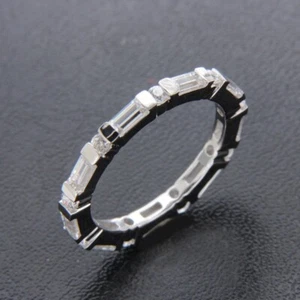 Anillo de eternidad de boda de diamantes creados en laboratorio baguette de 1 quilate de oro blanco de 14 k - Imagen 1 de 7