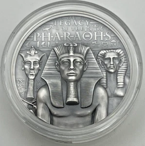 2022 Cook Islands $20 Legacy of the Pharaohs 3 oz. Silver .999 Antique Finish - Picture 1 of 5