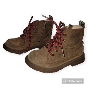 Ugg Kids Brown Leather And Suede Zip Boots Size 11 - Picture 1 of 5