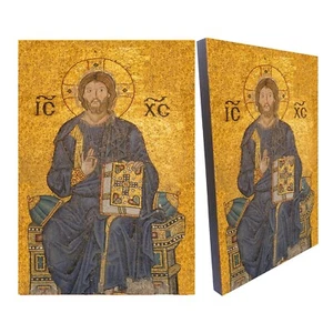 Christus Pantokrator aus der Hagia Sophia Kirche byzantinisch-orthodoxe Holzikone - Bild 1 von 7