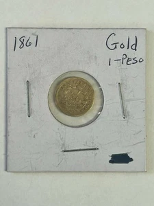 1861 Gold 1 Peso Republic De Chile Rare Date - Picture 1 of 2