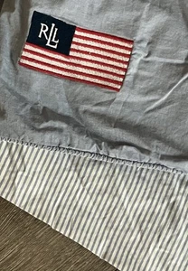 Lauren Ralph Lauren Twin Duvet Cover Reversible Oxford Stripe/Solid Cotton - Picture 1 of 5