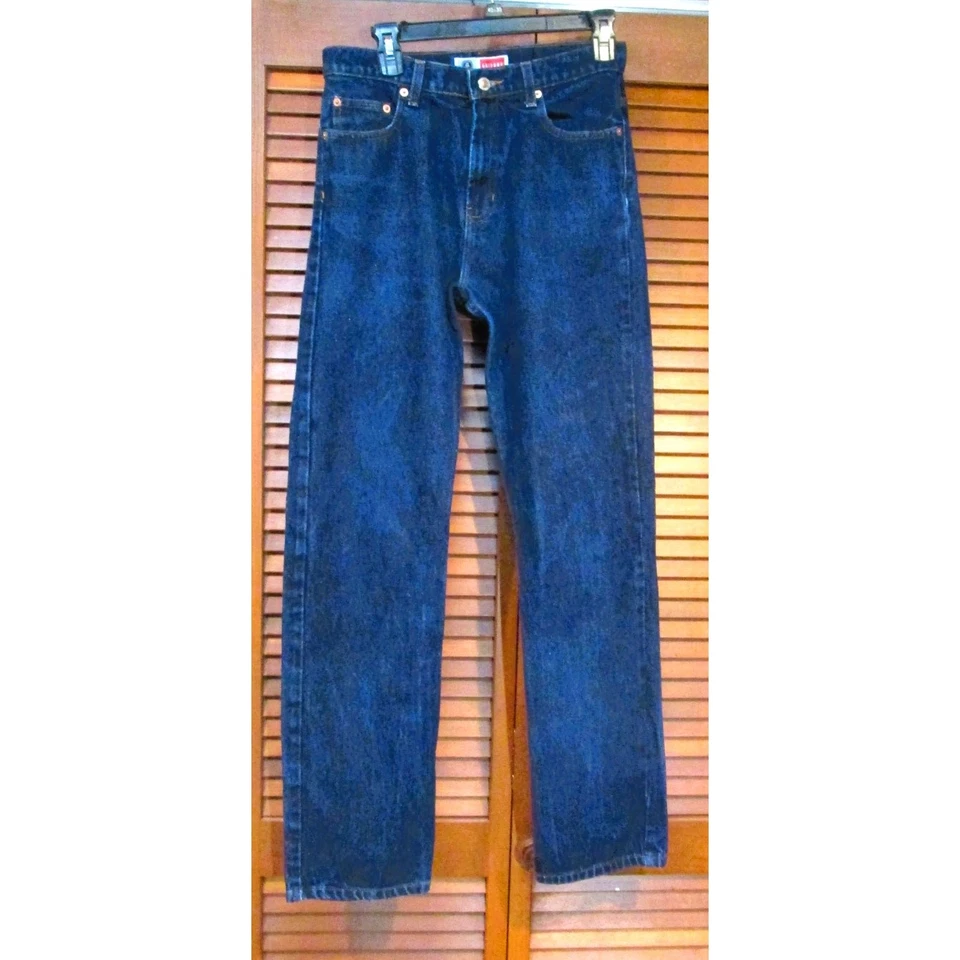 Pantalones de mezclilla para mujer Arizona azules bolsillos costuras doradas algodón talla 7 tiro medio Foto 1 de 4