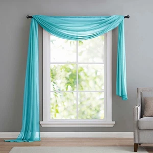 Voile Querbehang, Freihanddeko, 140x600, Blau - Bild 1 von 2