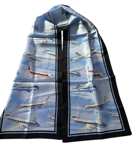 Capital Airlines United Vtg Flight Attendant Stewardess Scarf Clipped Wings Silk - Bild 1 von 4