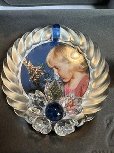 Swarovski Crystal 7506 000 001 Blue Flower Picture Frame 207892 Mint w/ box - Picture 1 of 1