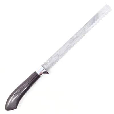 Cuchillo para pan Ginsu de acero inoxidable EE. UU. hoja dentada mango marrón cubiertos de cocina de colección Foto 1 de 4