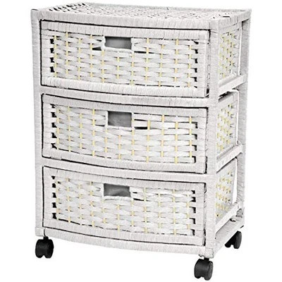 23" Natural Fiber Chest of Drawers - 13"D x 17"W x 23"H (3 Drawers) White - Image 1 of 2