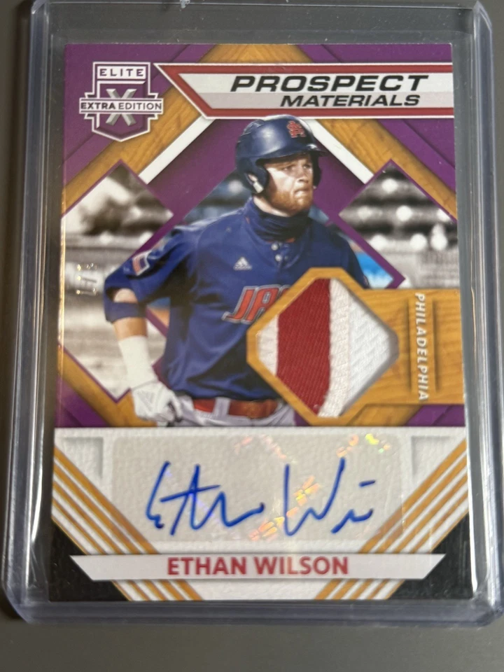 2021 Panini Extra Edition AUTO PATCH LETTER Ethan Wilson Phillies RC 3/7 FOTL - Image 1 of 4